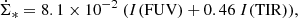 $$ \begin{aligned} \dot{\Sigma }_{*} = 8.1 \times 10^{-2}\ (I(\mathrm{FUV}) + 0.46\ I(\mathrm{TIR})), \end{aligned} $$