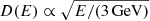 $ D(E) \propto \sqrt{E/(3\,\mathrm{GeV})} $