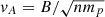 $ v_{A}=B/\sqrt{nm_{p}} $