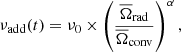 $$ \begin{aligned} \nu _{\mathrm{add}}(t) = \nu _{0} \times \left(\frac{\overline{\Omega }_{\rm rad}}{\overline{\Omega }_{\rm conv}}\right)^{\alpha }, \end{aligned} $$