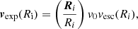 $$ \begin{aligned} \boldsymbol{v}_\mathrm{exp} (R_\mathrm{i} )=\left(\frac{\boldsymbol{R}_{i}}{R_{i}}\right){v}_0 {v}_\mathrm{esc} (R_{i}), \end{aligned} $$
