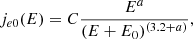 $$ \begin{aligned} j_{e0}(E) = C\frac{E^{a}}{(E+E_0)^{(3.2+a)}}, \end{aligned} $$