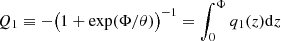 $ Q_1\equiv -\big( 1+\exp (\Phi /\theta ) \big )^{-1}=\int_0^\Phi q_1(z) {\rm d}z $
