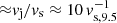 $ {\approx}v_{\mathrm{j}}/v_{\mathrm{s}}\approx 10\,v_{\mathrm{s,9.5}}^{-1} $