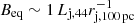 $ B_{\mathrm{eq}}\sim 1\,L_{\mathrm{j,44}}r_{\mathrm{j,100\,pc}}^{-1} $