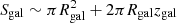 $ S_{\rm gal}\sim \pi R_{\rm gal}^2+2\pi R_{\rm gal}z_{\rm gal} $
