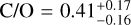 ${{\rm{C}} \mathord{\left/ {\vphantom {{\rm{C}} {\rm{O}}}} \right. \kern-\nulldelimiterspace} {\rm{O}}} = 0.41_{ - 0.16}^{ + 0.17}$