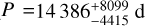 $P = 14\,386_{ - 4415}^{ + 8099}{\rm{d}}$