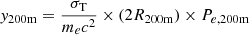 $$ \begin{aligned} y_{\rm 200m} = {\sigma _{\rm T} \over m_{e} c^2} \times (2 R_{\rm 200m}) \times P_{e,\mathrm {200m}} \end{aligned} $$