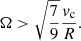 $$ \begin{aligned} \Omega >\sqrt{\frac{7}{9}}\frac{v_{\rm c}}{R}. \end{aligned} $$