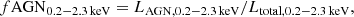 $$ \begin{aligned} f\mathrm{AGN}_{\rm 0.2{-}2.3\,keV} = L_{\rm AGN, 0.2{-}2.3\,keV}/L_{\rm total, 0.2{-}2.3\,keV}, \end{aligned} $$