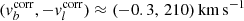 $ (v_b^{\rm corr},-v_l^{\rm corr})\approx(-0.3,\,210)\,{\rm km\,s^{-1}} $