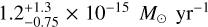 $1.2_{ - 0.75}^{ + 1.3} \times {10^{ - 15}}$