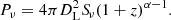 $$ \begin{aligned} P_{\nu }= 4 \pi D_{\rm L}^{2}{S\!}_{\nu }(1+z)^{{\alpha -1}}. \end{aligned} $$