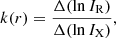 $$ \begin{aligned} k(r)= \frac{\Delta (\ln {I_{\rm R}})}{\Delta (\ln {I_{\rm X})}}, \end{aligned} $$