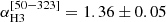 $ \alpha_{\mathrm{H3}}^{[50{-}323]}=1.36 \pm 0.05 $