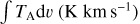 $\int {\,{T_{\rm{A}}}\,{\rm{d}}} \upsilon \,\left( {{\rm{K}}\,{\rm{km}}\,{{\rm{s}}^{ - 1}}} \right)$