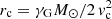 $ r_{\mathrm{c}} = \gamma_{\mathrm{G}}M_{\odot}/2\,v_{\mathrm{c}}^{2} $