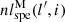 $ nl^{\mathrm{M}}_{\mathrm{spe}}(l^{\prime},i) $