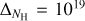 ${{\rm{\Delta }}_{{N_{\rm{H}}}}} = {10^{19}}$