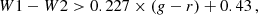 $$ \begin{aligned}&W1 - W2 > 0.227 \times (g - r) + 0.43\,, \end{aligned} $$