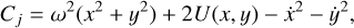 ${C_j} = {\omega ^2}\left( {{x^2} + {y^2}} \right) + 2U\left( {x,y} \right) - {{\dot x}^2} - {{\dot y}^2},$