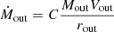 $$ \begin{aligned} \dot{M}_\mathrm{out} =C \frac{M_\mathrm{out} V_\mathrm{out} }{r_\mathrm{out} } \end{aligned} $$
