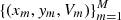 $ \{(x_m,y_m,V_m)\}_{m=1}^M $