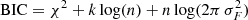 $$ \begin{aligned} \mathrm{BIC} =\chi ^{2}+ k\log (n)+n\log (2\pi \,\sigma _F^2) \end{aligned} $$