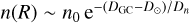 $n\left( R \right) \sim {n_0}\,{{\rm{e}}^{ - {{\left( {{D_{{\rm{GC}}}} - {D_ \odot }} \right)} \mathord{\left/ {\vphantom {{\left( {{D_{{\rm{GC}}}} - {D_ \odot }} \right)} {{D_n}}}} \right. \kern-\nulldelimiterspace} {{D_n}}}}}$