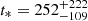 $ t_* = 252_{-109}^{+222} $
