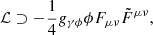 $$ \begin{aligned} \mathcal{L} \supset - \frac{1}{4} g_{\gamma \phi } \phi F_{\mu \nu } \tilde{F}^{\mu \nu }, \end{aligned} $$