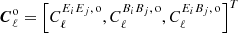 $ \boldsymbol{C}^{\rm o}_\ell = \left[C^{E_i E_j,\, {\rm o}}_\ell, C^{B_i B_j,\, {\rm o}}_\ell, C^{E_i B_j,\, {\rm o}}_\ell\right]^T $