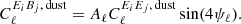 $$ \begin{aligned} C^{E_iB_j,\, \mathrm{dust}}_\ell = A_\ell C^{E_iE_j,\, \mathrm{dust}}_{\ell } \sin (4\psi _\ell ). \end{aligned} $$