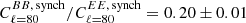 $ C^{BB,\,\mathrm{synch}}_{\ell=80} / C^{EE,\,\mathrm{synch}}_{\ell=80} = 0.20 \pm 0.01 $