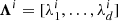$ {\boldsymbol{\Lambda}}^{i}=[\lambda_{1}^{i},\ldots,\lambda_{d}^{i}] $