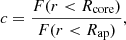 $$ \begin{aligned} c = \dfrac{F(r < R_{\rm core})}{F(r < R_{\rm ap})}, \end{aligned} $$