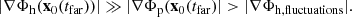 $$ \begin{aligned} |\nabla \Phi _{\rm h}(\mathbf{x}_0(t_{\rm far}))| \gg |\nabla \Phi _{\rm p}(\mathbf{x}_0(t_{\rm far})| > |\nabla \Phi _{\rm h, fluctuations}|. \end{aligned} $$
