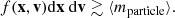 $$ \begin{aligned} f(\mathbf{x}, \mathbf{v})\mathrm{d}\mathbf{x}~\mathrm{d}\mathbf{v}\gtrsim \langle m_{\rm particle}\rangle . \end{aligned} $$
