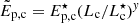 $ \tilde E_{\mathrm{p,c}}=E_{\mathrm{p,c}}^\star (L_{\mathrm{c}}/L_{\mathrm{c}}^\star)^{\mathit{y}} $