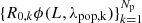 $ \lbrace R_{0,k}\phi(L,\lambda_{\rm pop,k})\rbrace_{k=1}^{N_{\rm p}} $