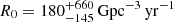 $ R_0=180_{-145}^{+660}\,\mathrm{Gpc^{-3}\,yr^{-1}} $