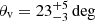 $ \theta_{\mathrm{v}}=23_{-3}^{+5}\,\mathrm{deg} $