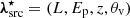 $ {\boldsymbol{\lambda}}_{\rm src}^\star=(L,{E_{\rm p}},z,{\theta_{\rm v}}) $