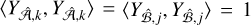 $\left\langle {{Y_{\hat A,k}},{Y_{\hat A,k}}} \right\rangle = \left\langle {{Y_{\hat B,j}},{Y_{\hat B,j}}} \right\rangle = 1$