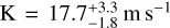 ${\rm{K}} = 17.7_{ - 1.8}^{ + 3.3}\,{\rm{m}}\,{{\rm{s}}^{ - 1}}$