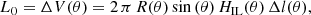 $$ \begin{aligned} L_0 = \Delta V(\theta ) = 2\,\pi \,R(\theta )\sin {(\theta )}\,H_{\rm IL}(\theta )\,\Delta l(\theta ), \end{aligned} $$