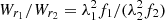 $ W_{r_1}/ W_{r_2} = \lambda _1^2 f_1 /(\lambda _2^2 f_2) $
