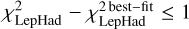 $\chi _{{\rm{LepHad}}}^2 - \chi _{{\rm{LepHad}}}^{2{\rm{best}} - {\rm{fit}}} \le 1$