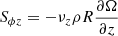 $ S_{\phi z}=-\nu_z \rho R \frac{\partial \Omega}{\partial z} $